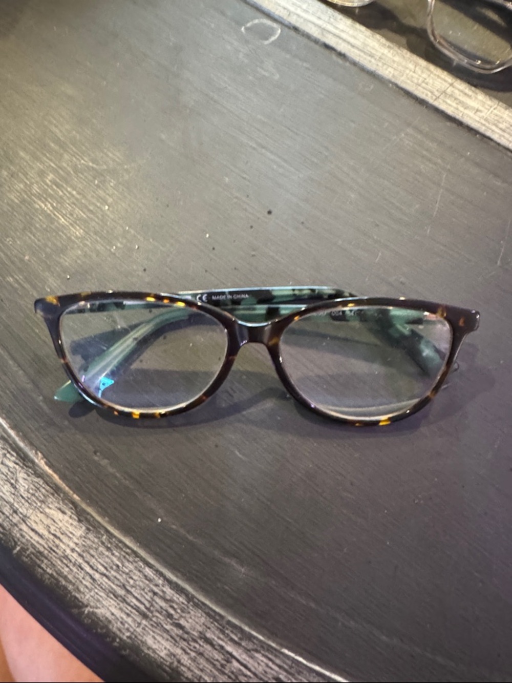 McQ by Alexander McQueen Tortoiseshell and Green Cat-Eye Glasses